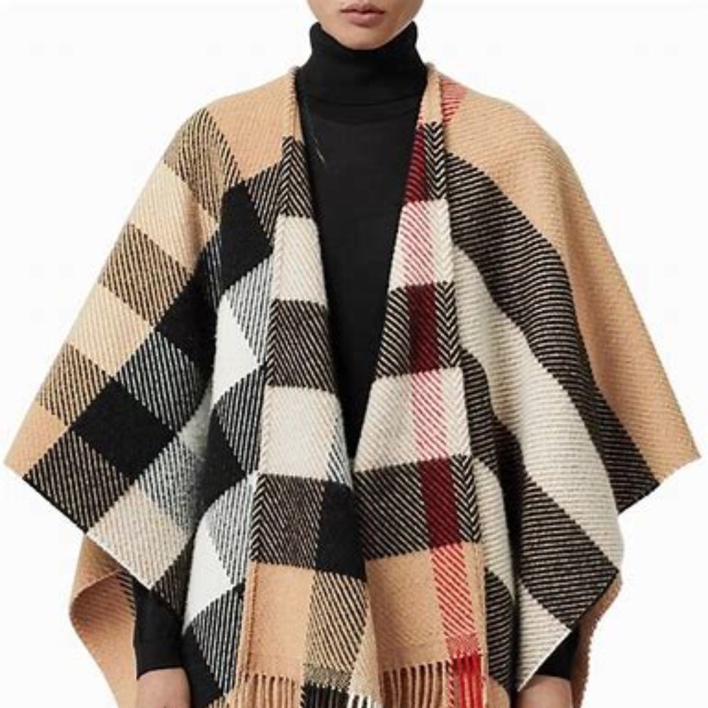 Burberry Mega  Wool and Cashmere Cape Wrap Shawl NEW!